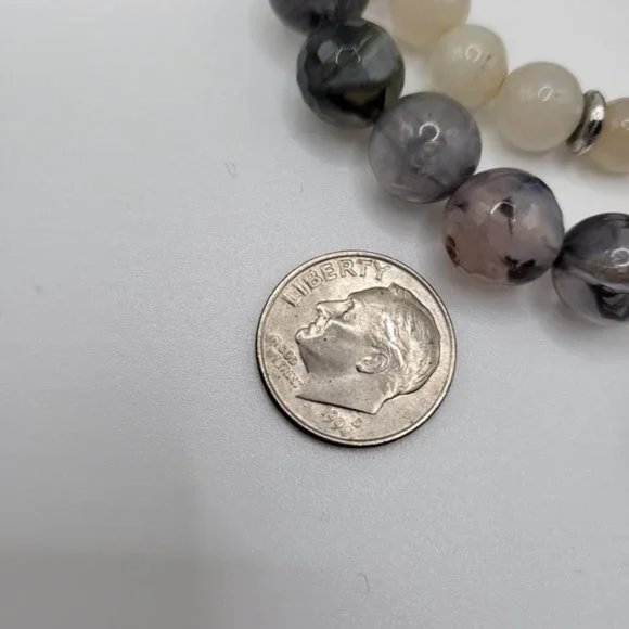 Agate Stretch Bracelet Set with Lucky Elephant Charm: - Picture 9 of 10